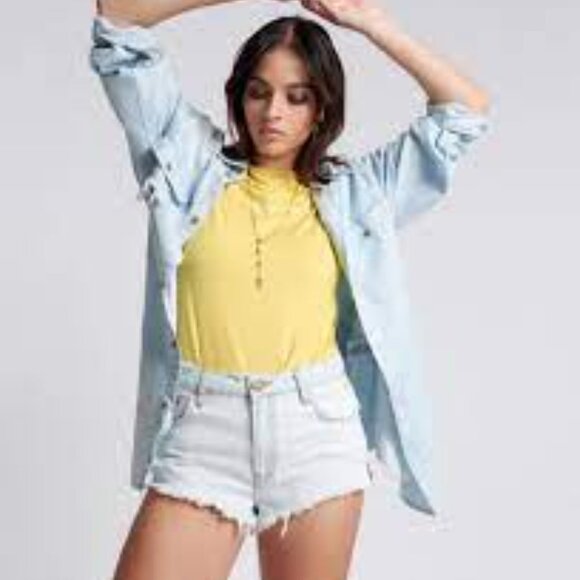 ONE X ONETEASPOON Women's Bel Air Blue The One Fitted Cheeky Denim Short 26